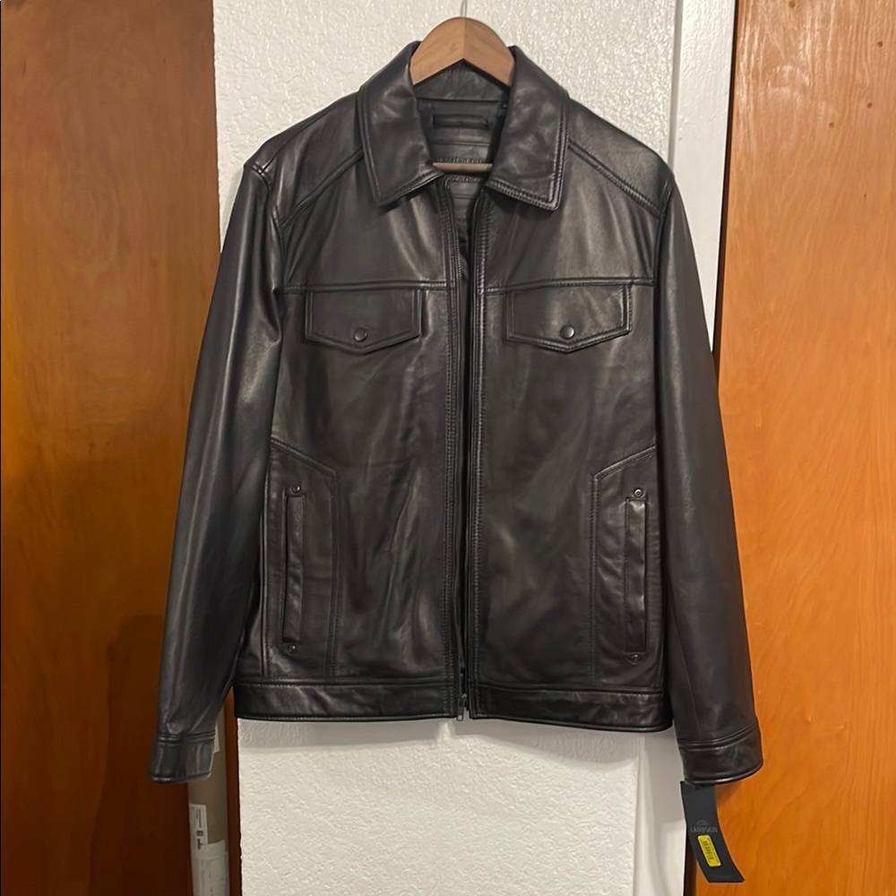 Roundtree and Yorke Men's Black Leather Jacket